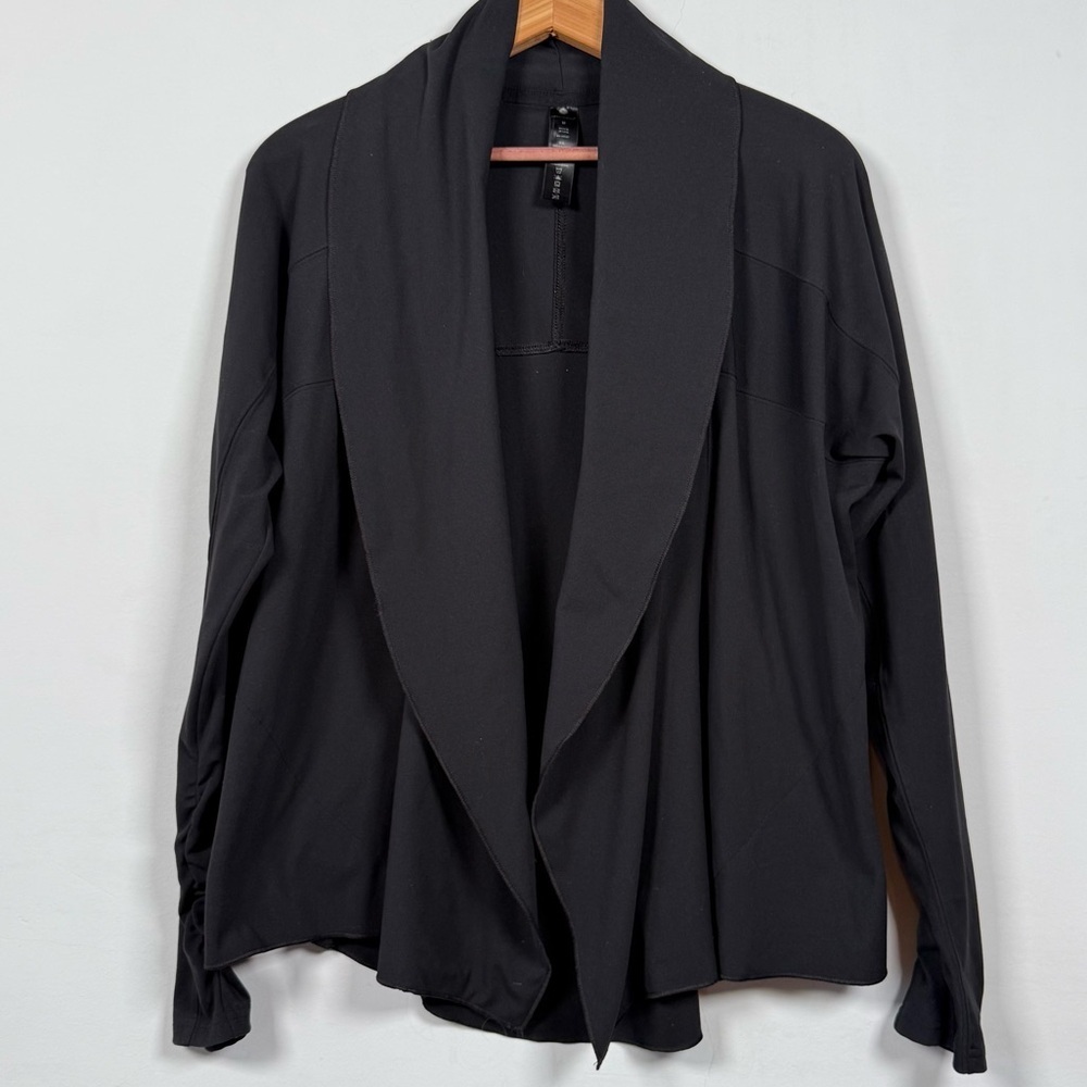 Yogalicious Women's Black Open Front Cardigan, Size M